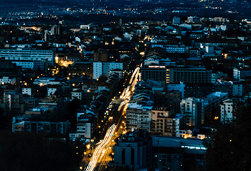 市街地の夜景の写真